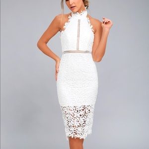 White lace midi dress- lulus- size small